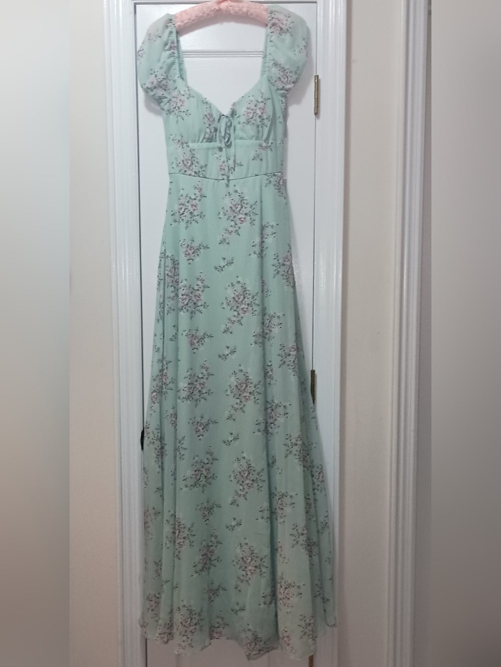 Windsor Maybelle Green Punk Floral Babydoll Maxi Dress Small - Picture 12 of 12